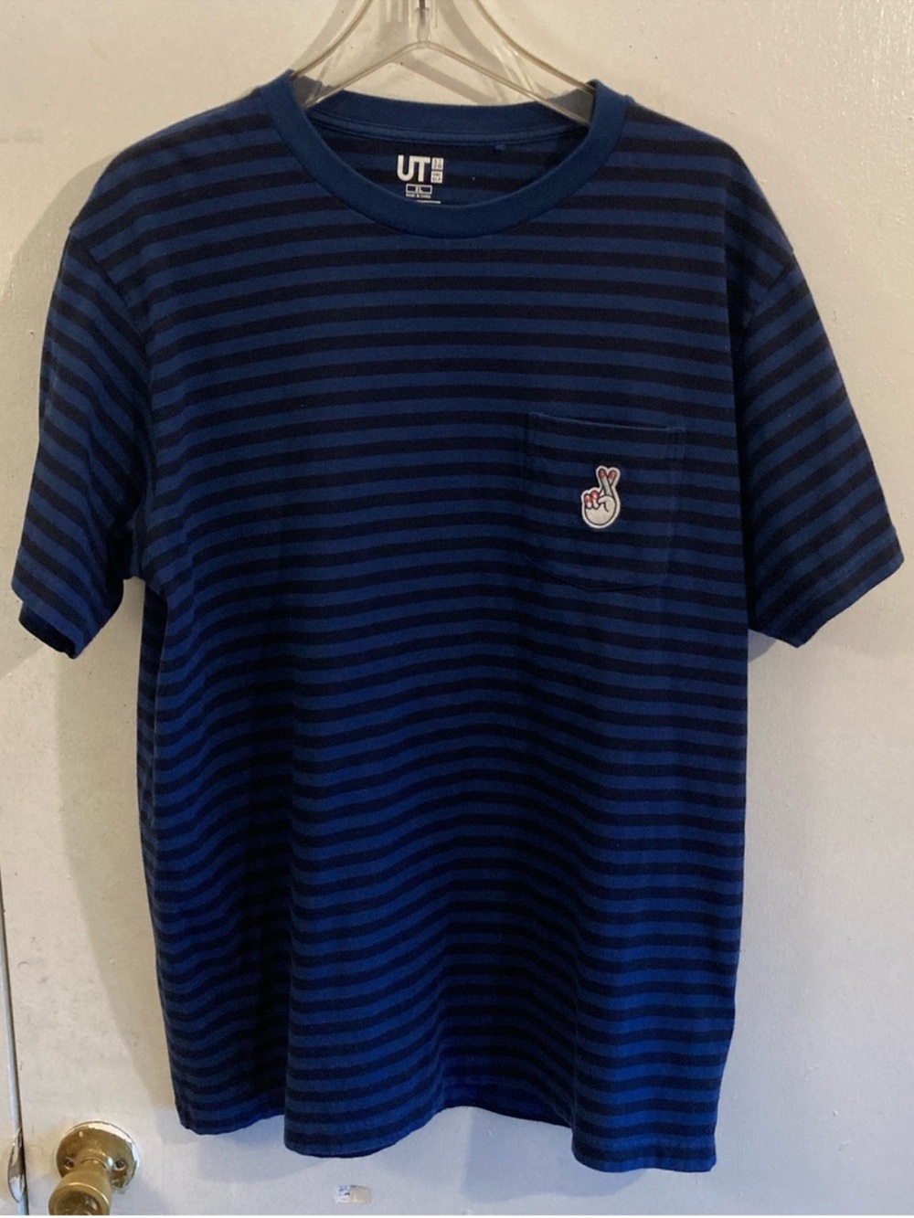 UNIQLO UT x Pieter Ceizer Striped Pocket T-Shirt Mens XL Hope Patch Navy Blue